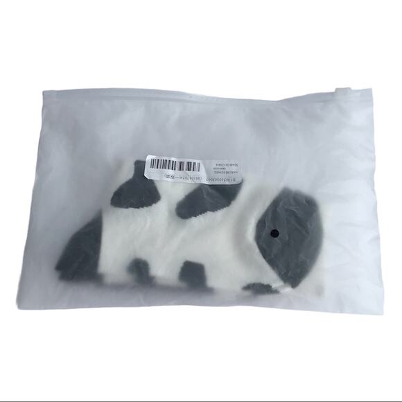 Cow Printed Black & White Knit Crew Socks One Size - Picture 2 of 11